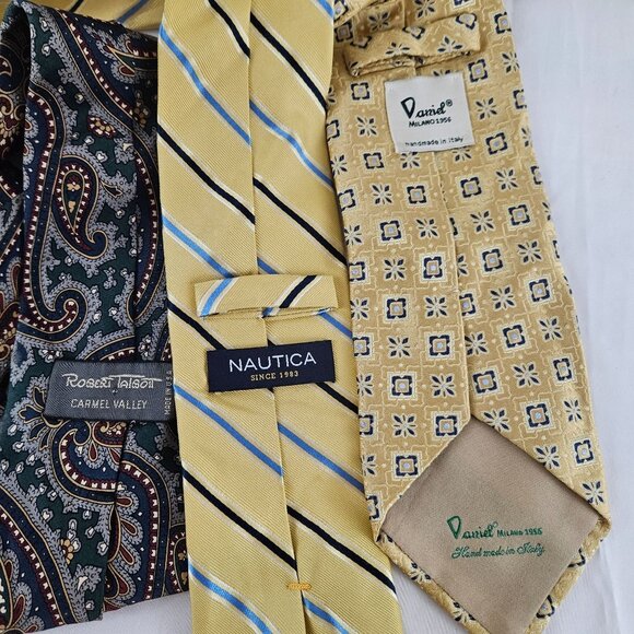 Lot Of 3 Designer Silk Ties - Nautica Robert Talbott & Vaniel Milano - Picture 2 of 11